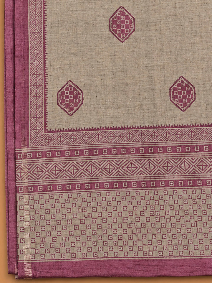 Onion Pink Art Silk Printed Unstitched Dress Material