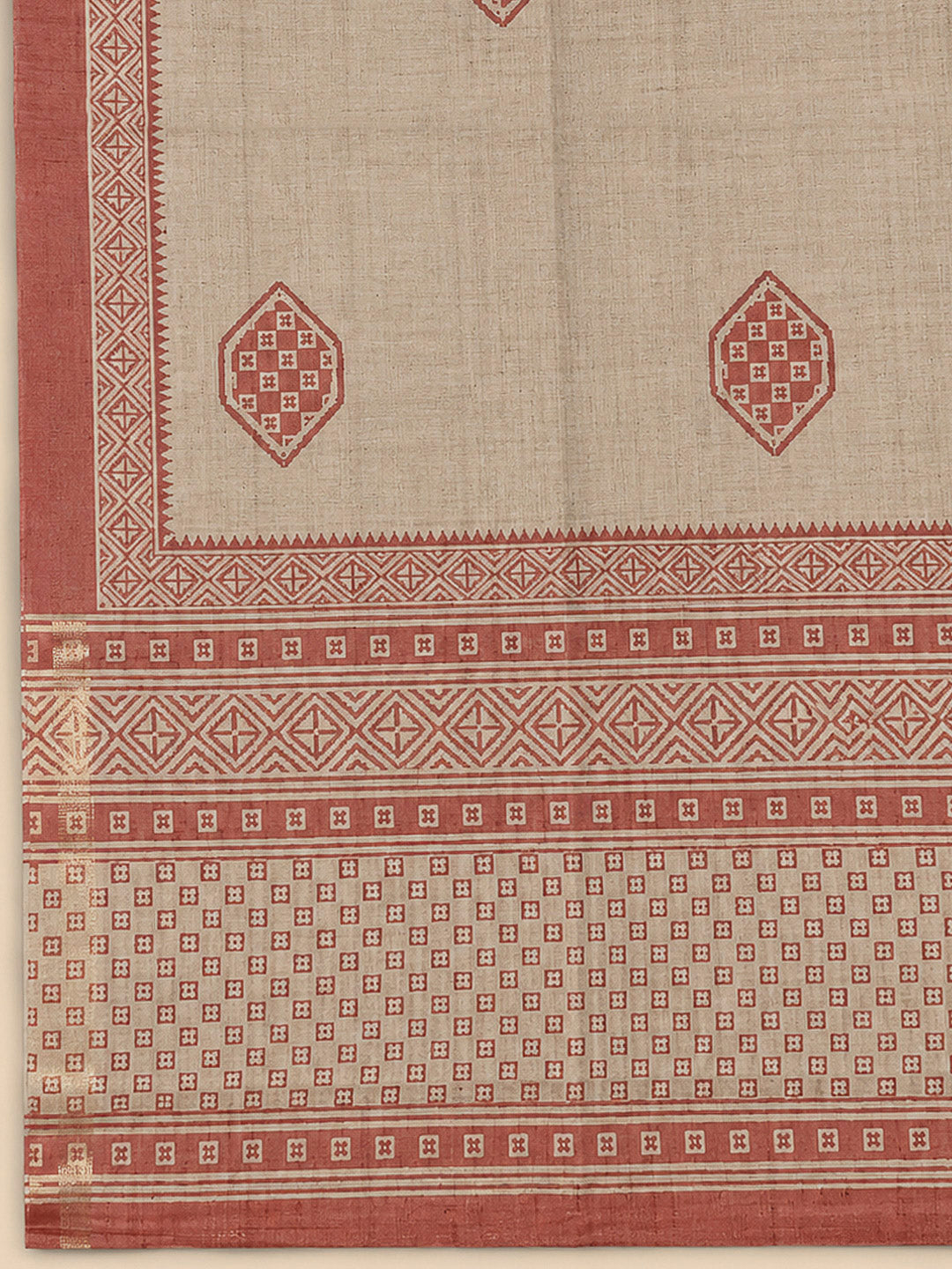 Peach Art Silk Printed Unstitched Dress Material