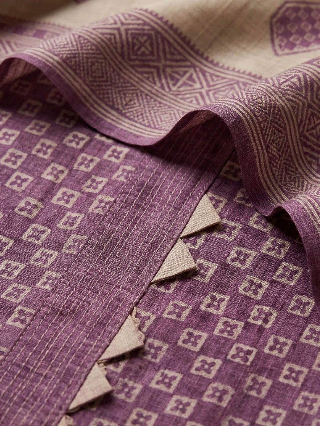 Purple Art Silk Printed Unstitched Dress Material