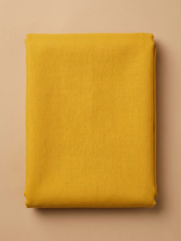Mustard Chanderi Printed Unstitched Dress Material