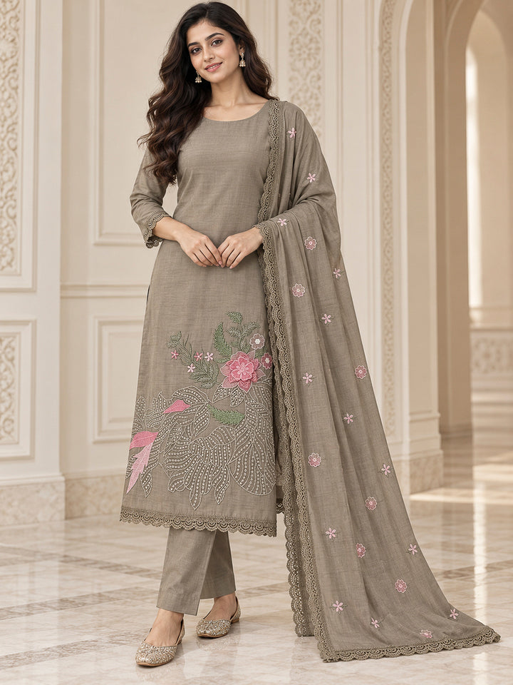 Mouse Chanderi Printed Unstitched Dress Material