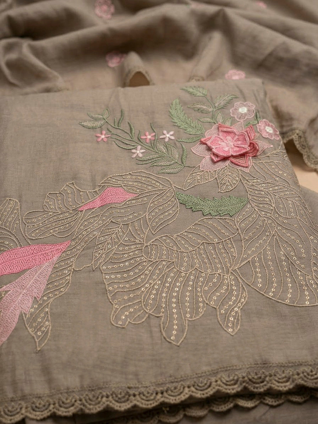 Mouse Chanderi Printed Unstitched Dress Material