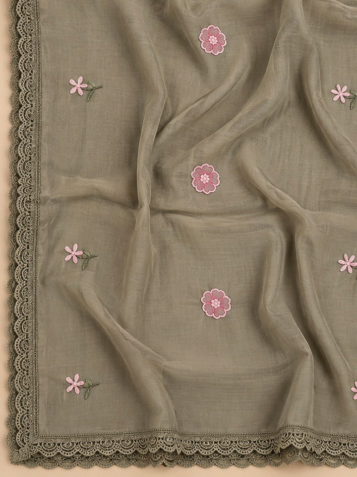 Mouse Chanderi Printed Unstitched Dress Material