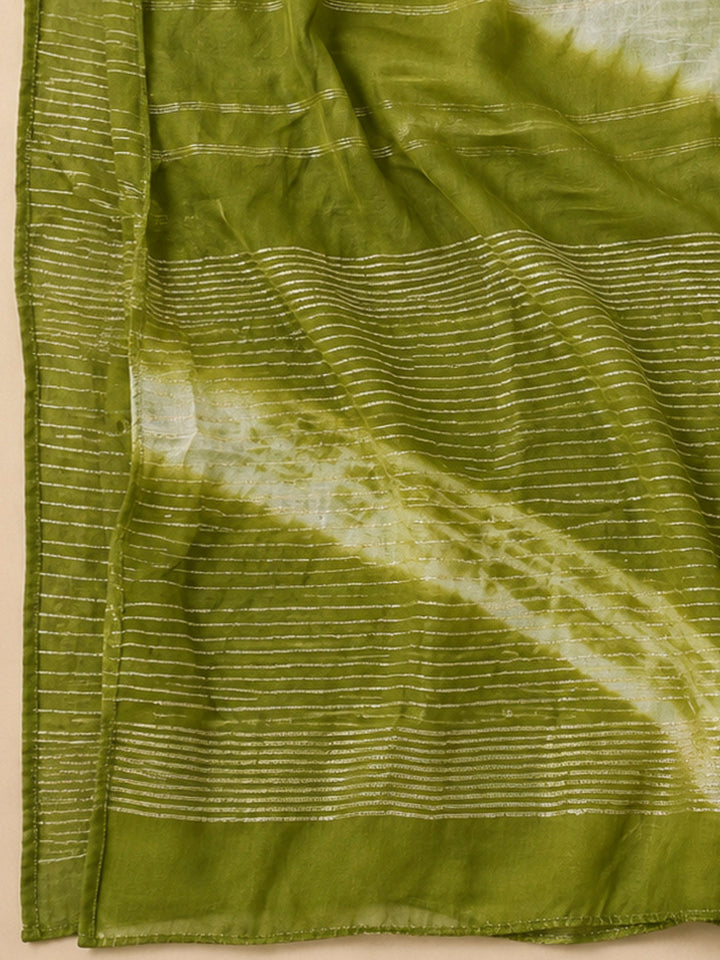 Mehndi Cotton Blend Printed Unstitched Dress Material