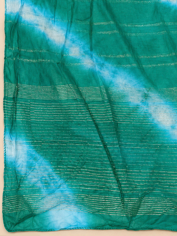 Rama Green Cotton Blend Printed Unstitched Dress Material