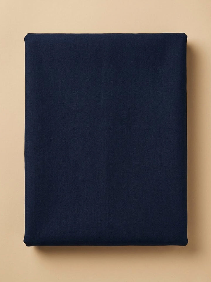 Blue Cotton Blend Embroidered Unstitched Dress Material
