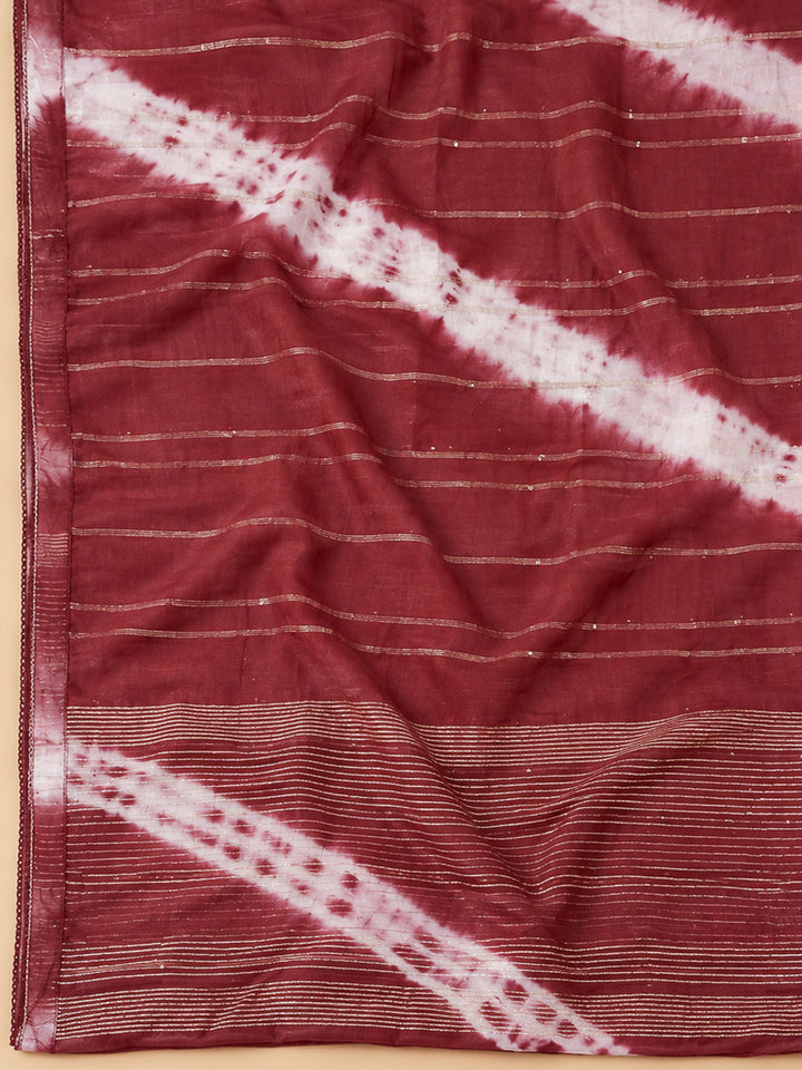 Maroon Cotton Blend Embroidered Unstitched Dress Material