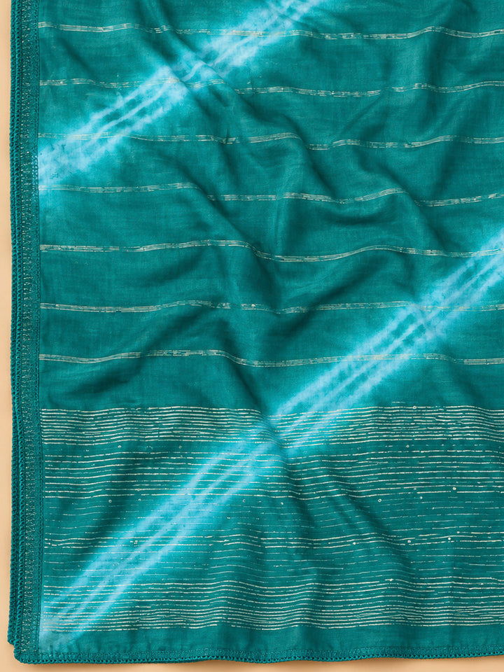 Rama Green Cotton Blend Embroidered Unstitched Dress Material