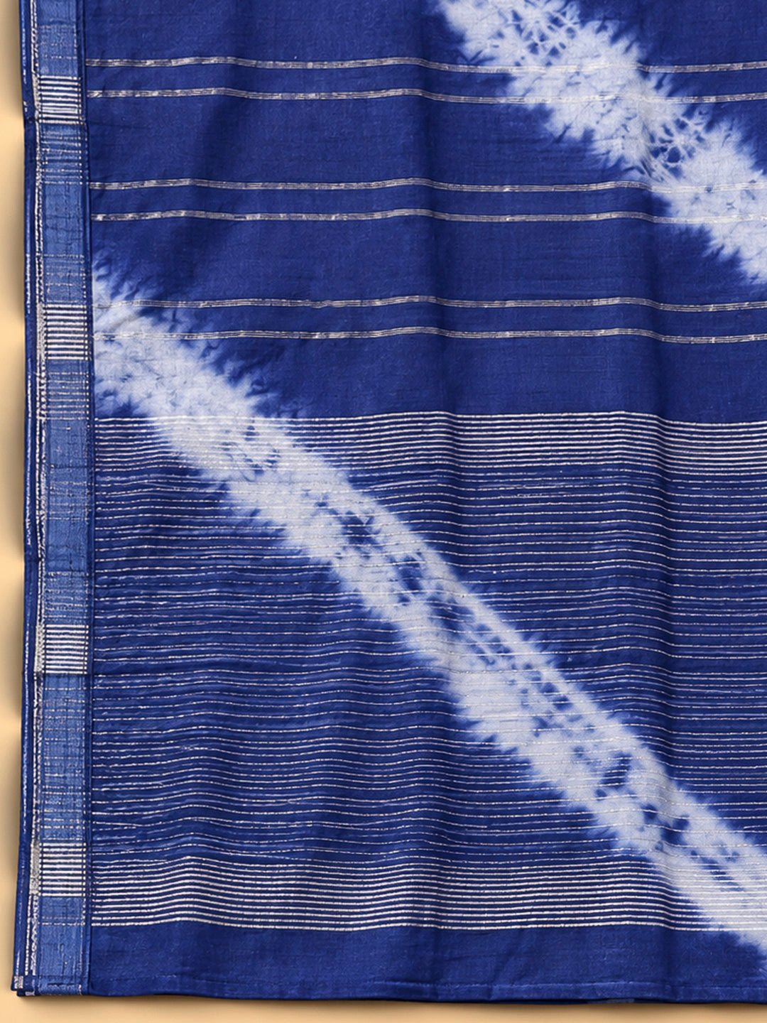 Blue Cotton Blend Printed Unstitched Dress Material