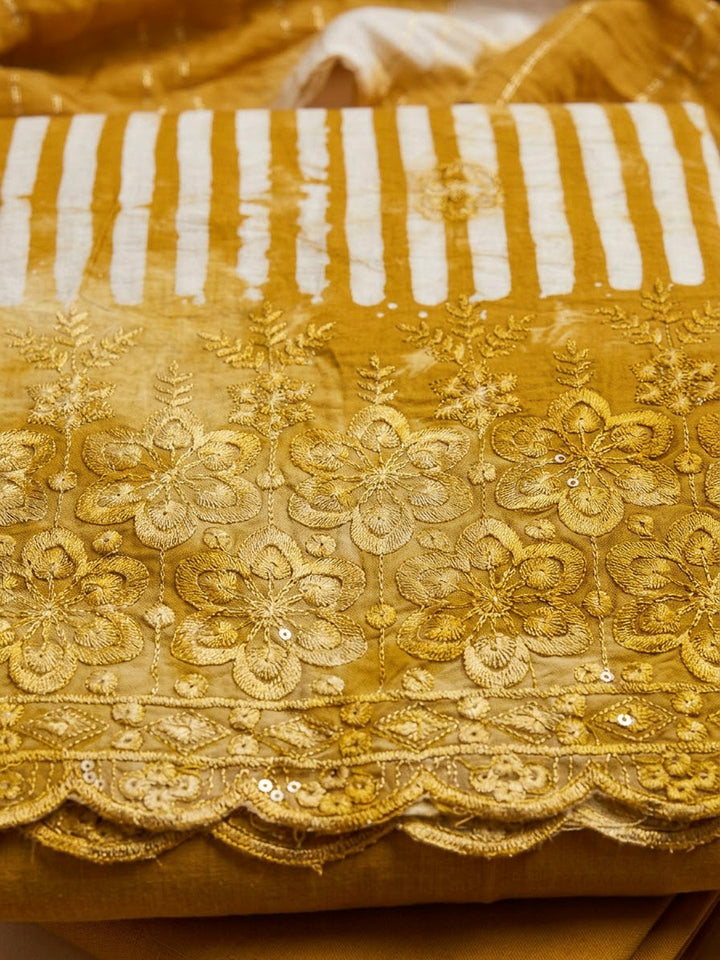 Rust Cotton Blend Printed Unstitched Dress Material