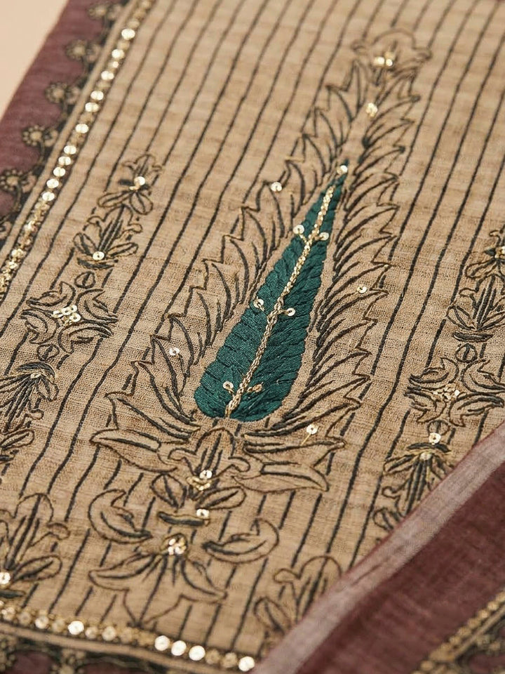 Onion Pink Chanderi Embroidered Unstitched Dress Material
