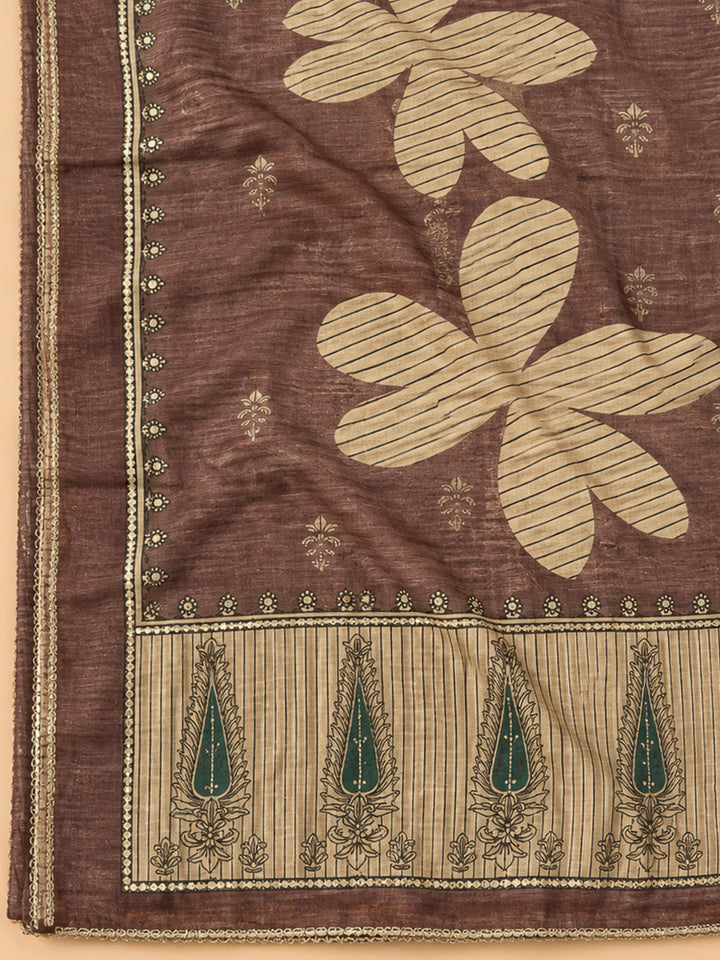 Onion Pink Chanderi Embroidered Unstitched Dress Material