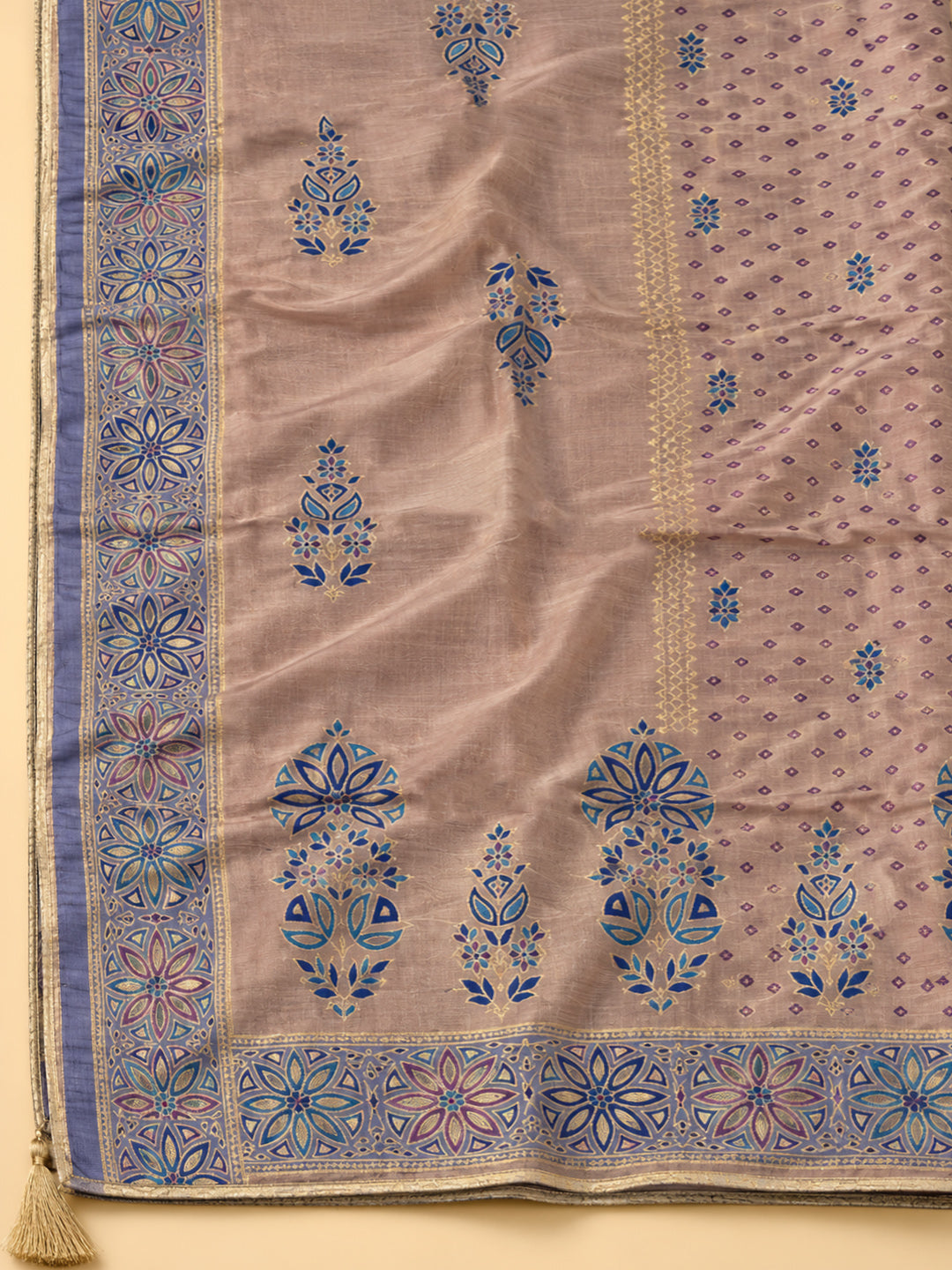 Onion-Pink Chanderi Embroidered Unstitched Dress Material