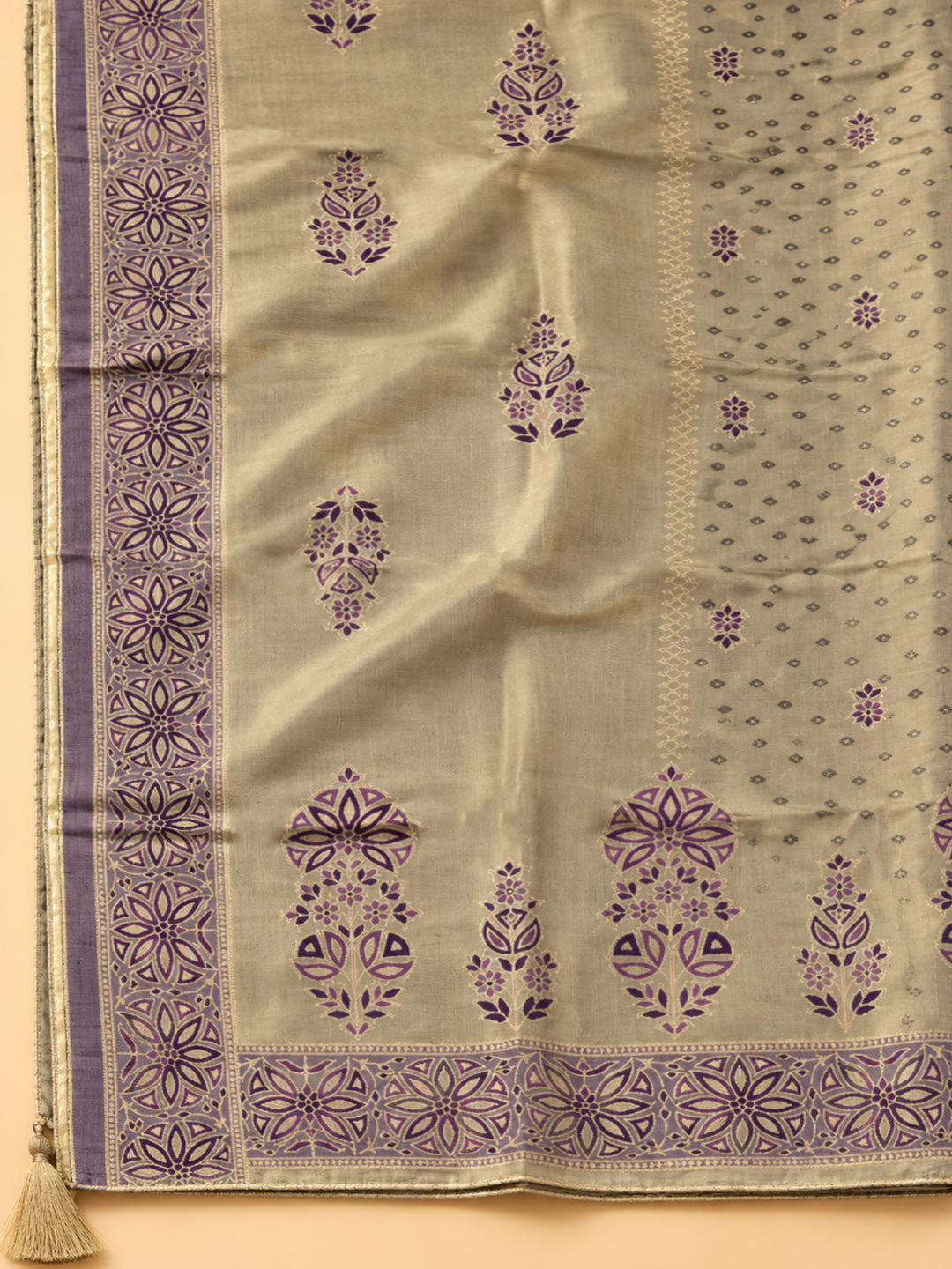 Purple Chanderi Embroidered Unstitched Dress Material