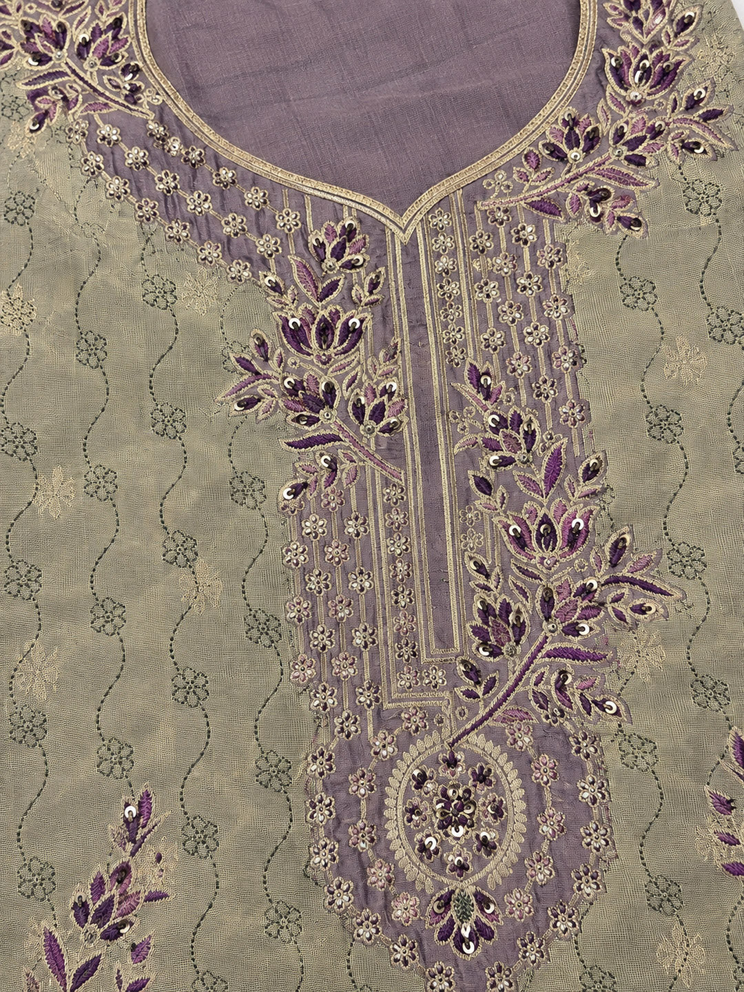 Onion-Pink Chanderi Embroidered Unstitched Dress Material