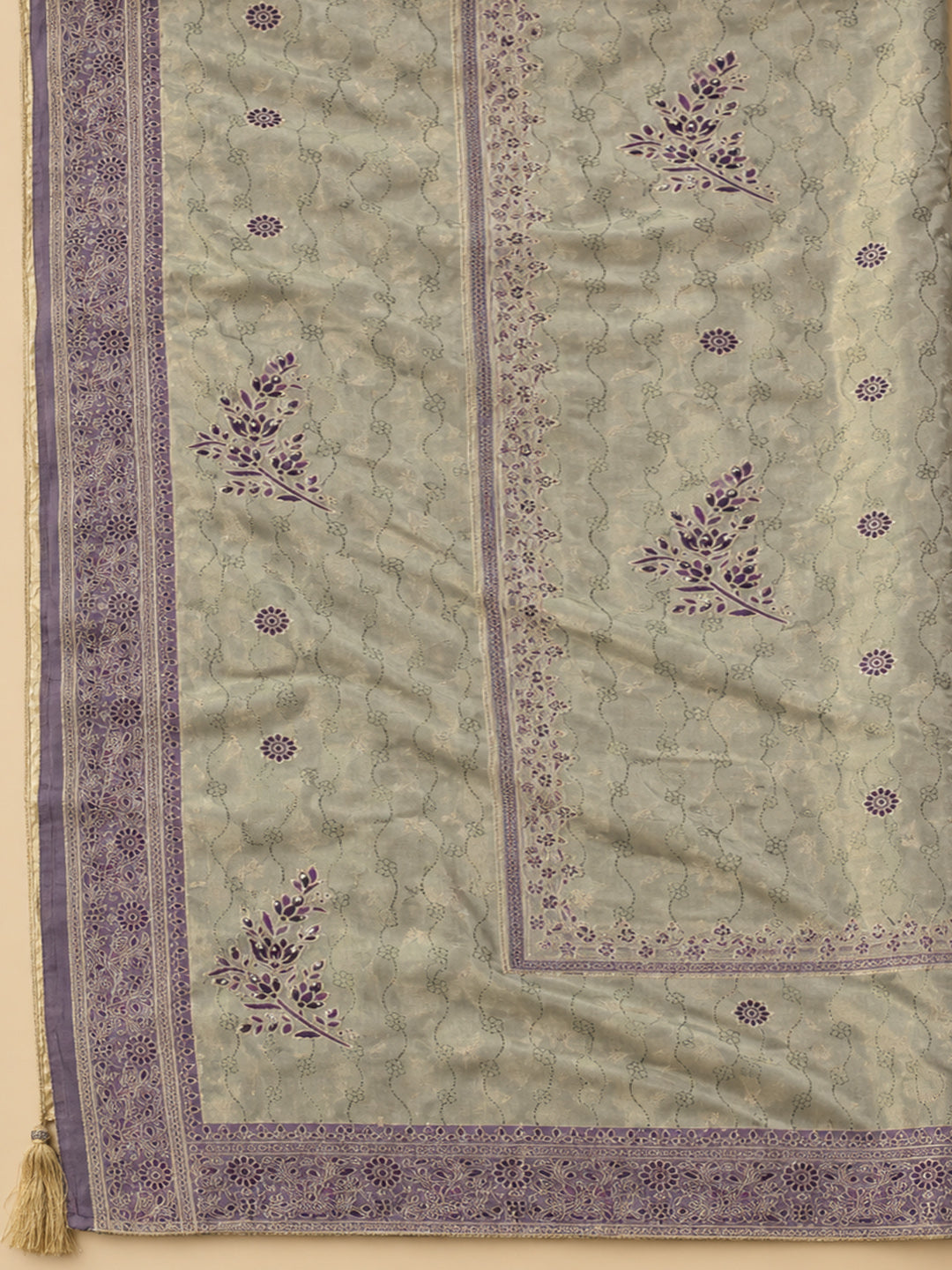 Onion-Pink Chanderi Embroidered Unstitched Dress Material