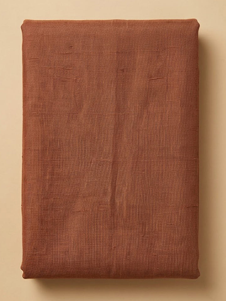 Rust Chanderi Embroidered Unstitched Dress Material