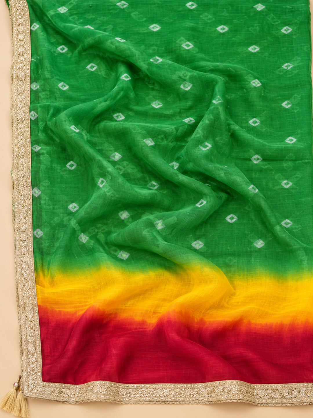 Off-White Chanderi Embroidered Unstitched Dress Material
