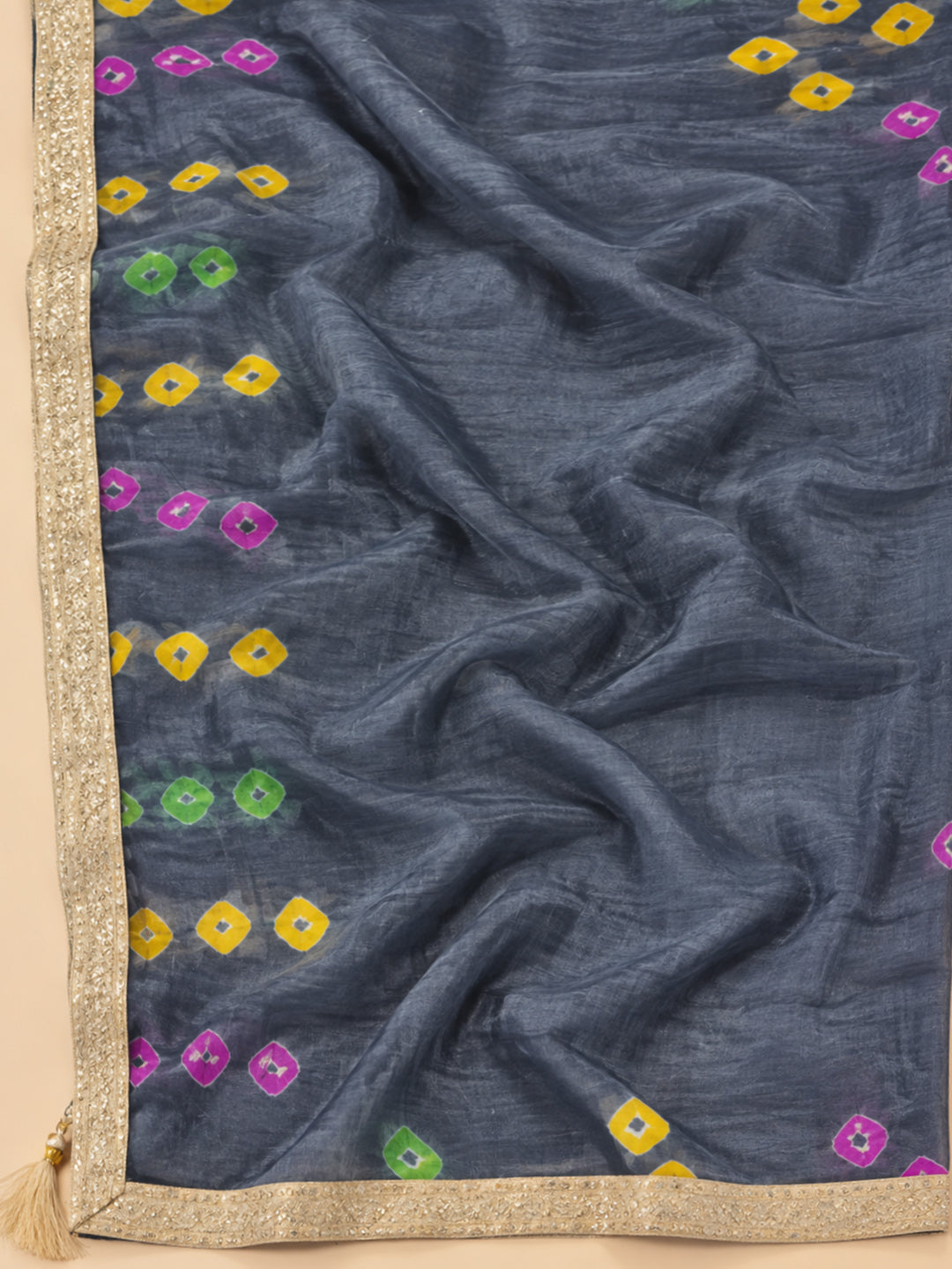 Off-White Chanderi Embroidered Unstitched Dress Material