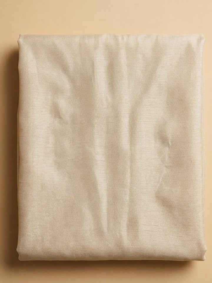 Off-White Chanderi Embroidered Unstitched Dress Material
