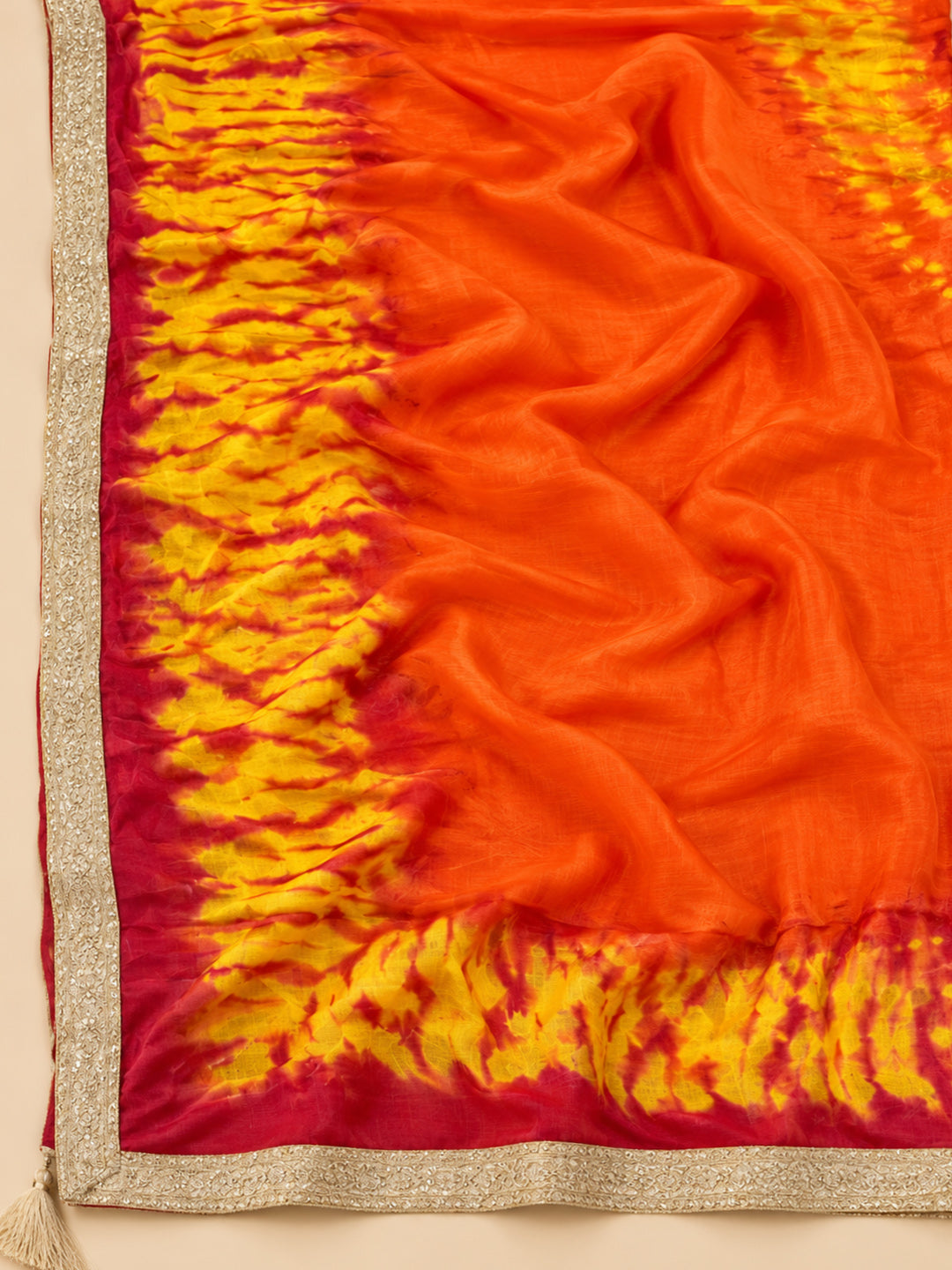 Off-White Chanderi Embroidered Unstitched Dress Material