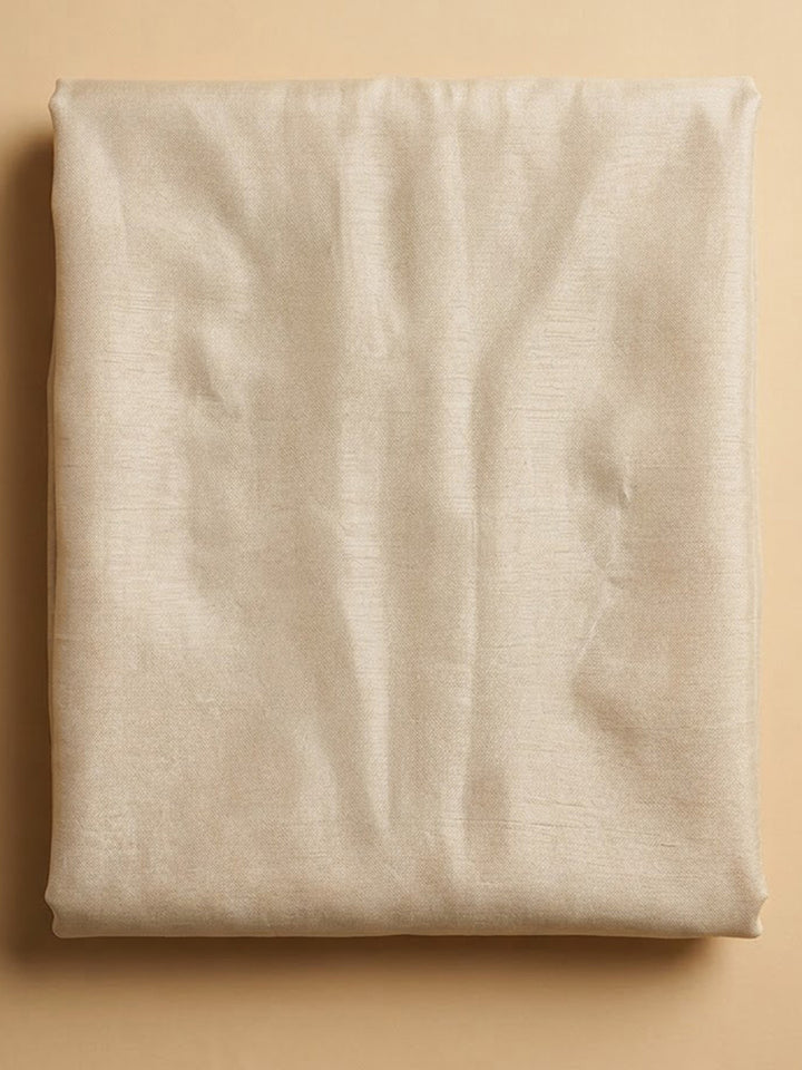 Off-White Chanderi Embroidered Unstitched Dress Material