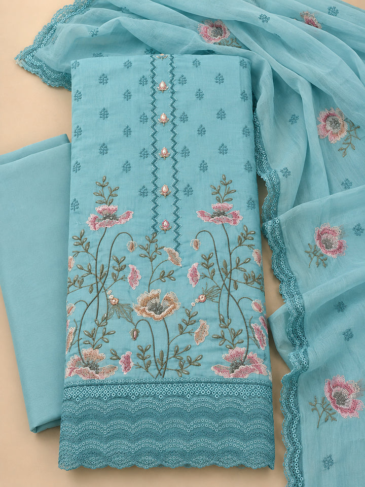 Firozee Chanderi Printed Unstitched Dress Material