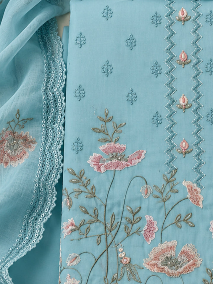 Firozee Chanderi Printed Unstitched Dress Material