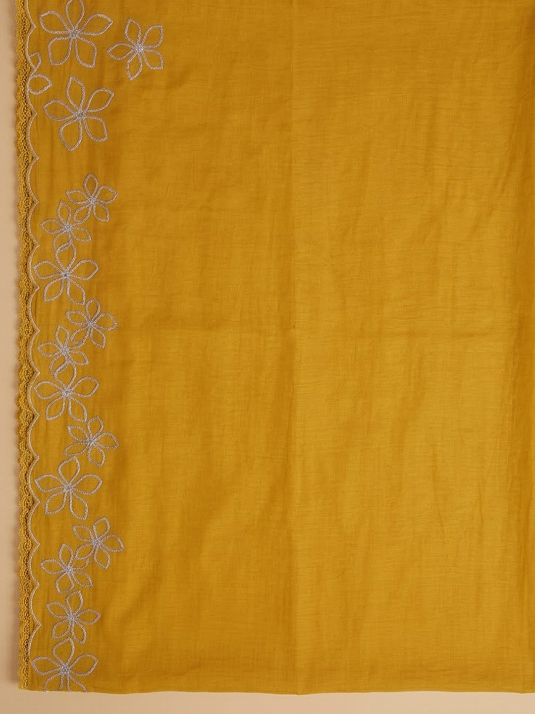 Mustard Cotton Blend Embroidered Unstitched Dress Material