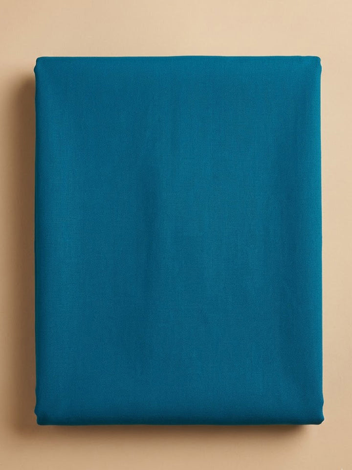 Blue Cotton Blend Printed Unstitched Dress Material