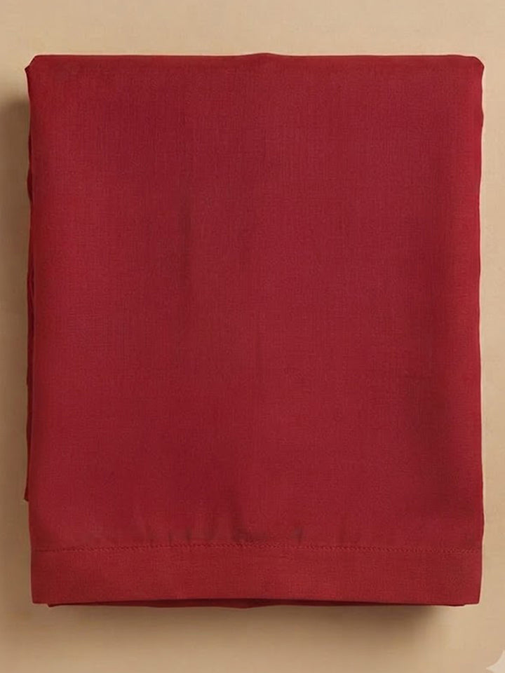 Red Cotton Blend Printed Unstitched Dress Material