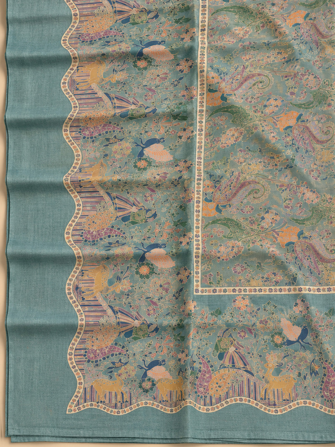Grey Chanderi Printed Unstitched Dress Material