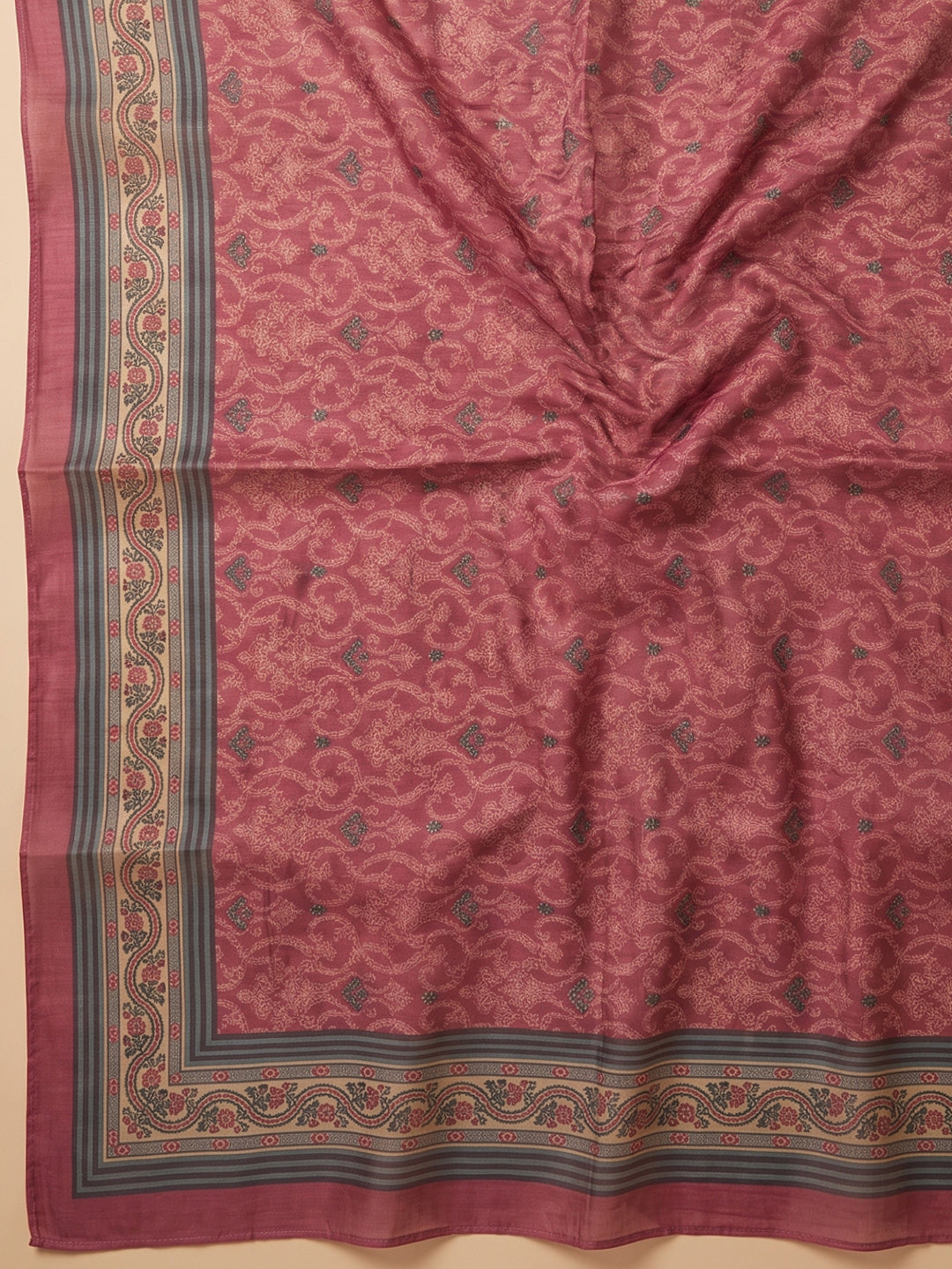 Onion-Pink Chanderi Embroidered Unstitched Dress Material