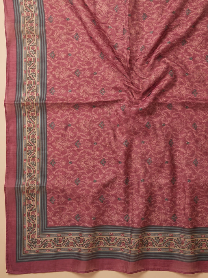 Onion-Pink Chanderi Embroidered Unstitched Dress Material