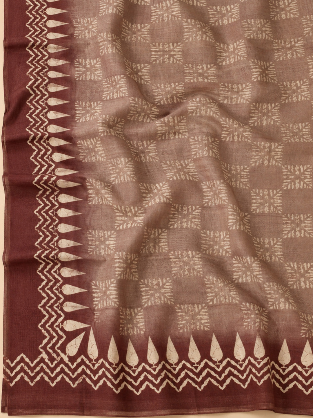 Maroon Chanderi Embroidered Unstitched Dress Material