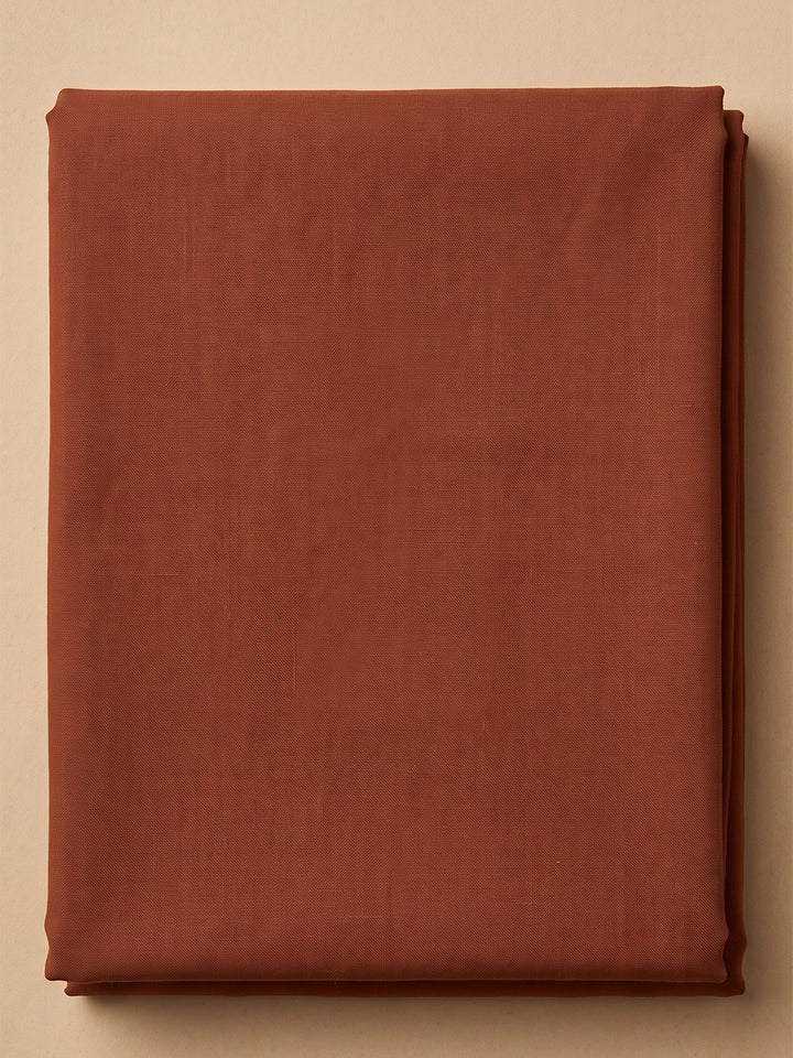 Rust Chanderi Printed Unstitched Dress Material