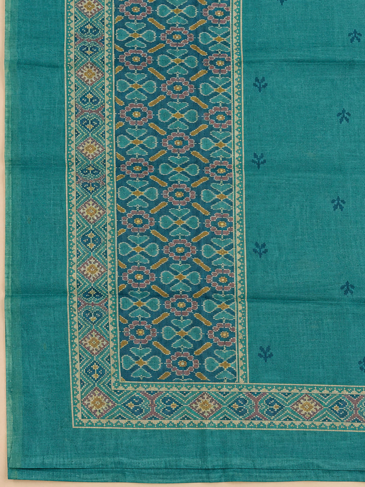 Rama Green Chanderi Printed Unstitched Dress Material