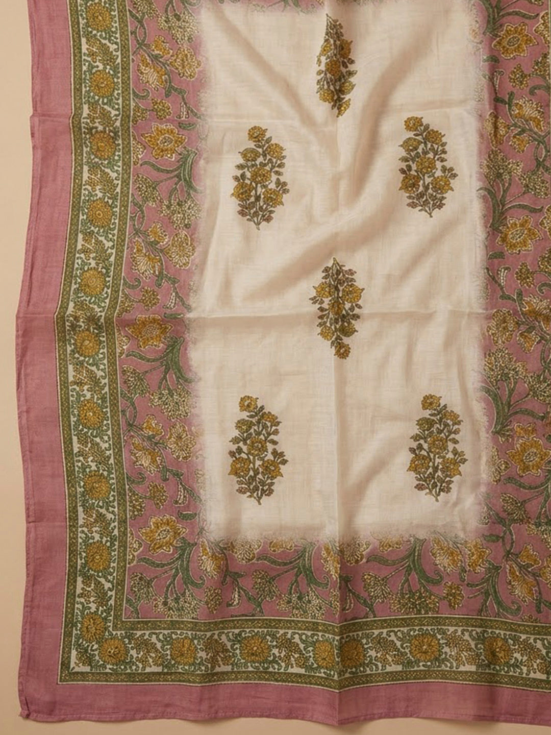 Peach Chanderi Embroidered Unstitched Dress Material