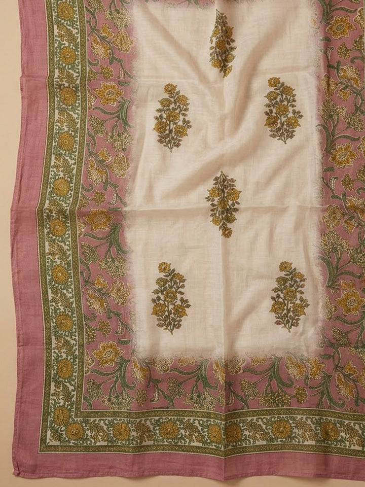 Peach Chanderi Embroidered Unstitched Dress Material