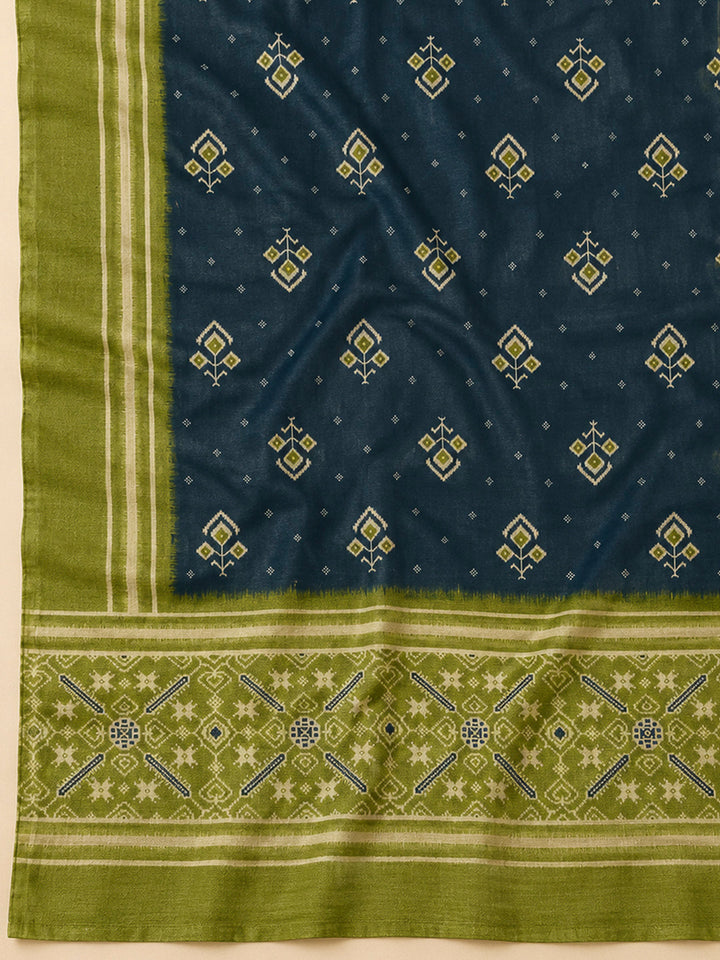 Mehndi Chanderi Embroidered Unstitched Dress Material