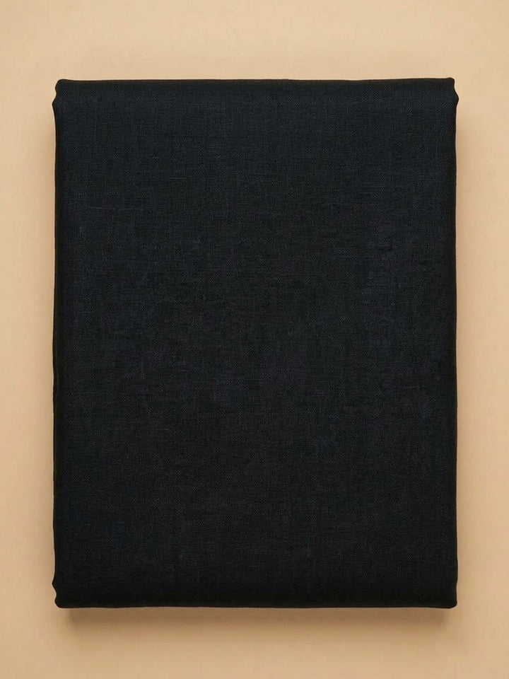 Black Chanderi Embroidered Unstitched Dress Material
