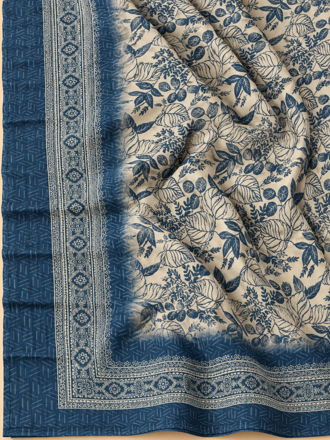 Blue Chanderi Embroidered Unstitched Dress Material
