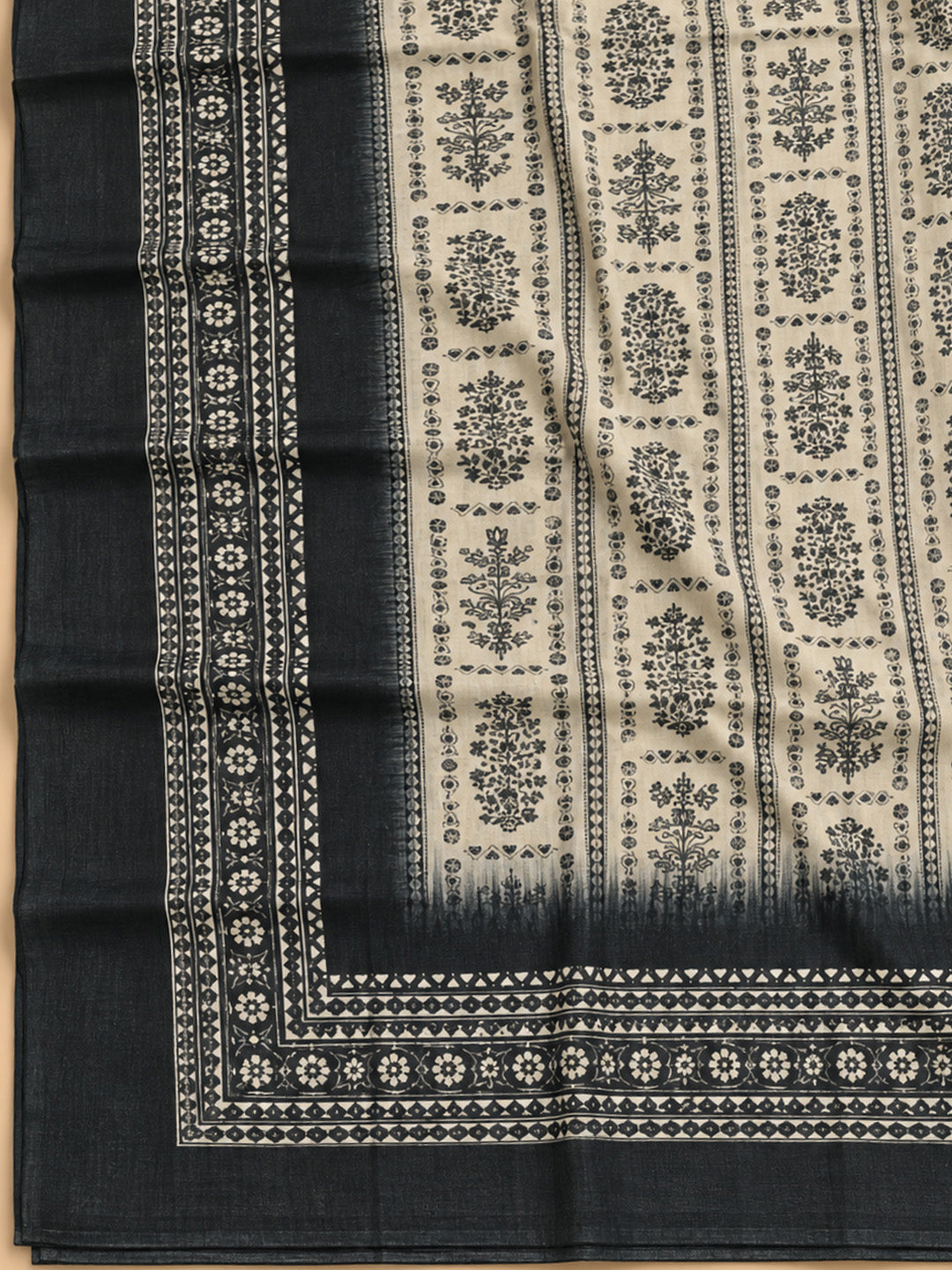 Black Chanderi Embroidered Unstitched Dress Material