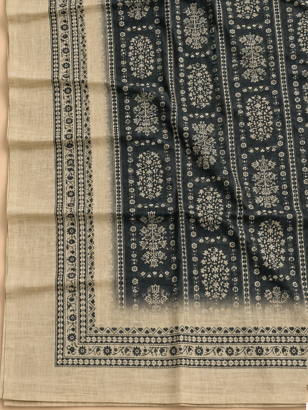 Off White Chanderi Embroidered Unstitched Dress Material