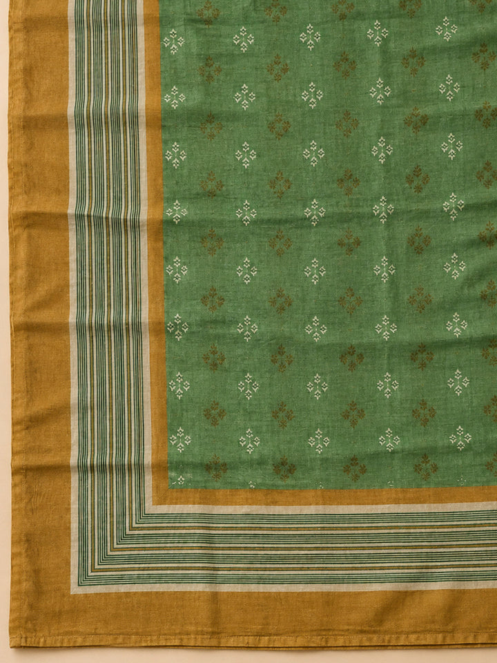 Mehndi Chanderi Embroidered Unstitched Dress Material