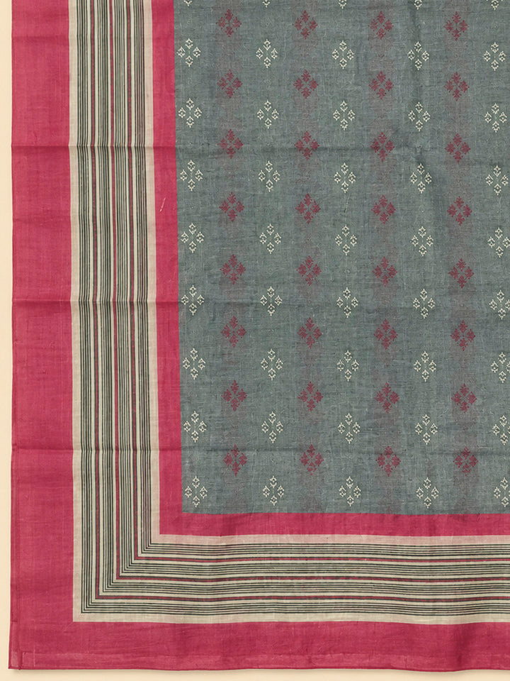 Onion Pink Chanderi Embroidered Unstitched Dress Material