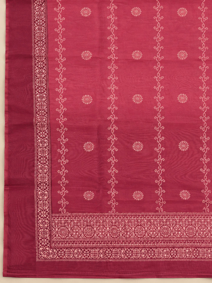 Onion Pink Chanderi Printed Unstitched Dress Material