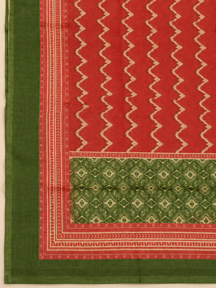 Mehndi Chanderi Printed Unstitched Dress Material