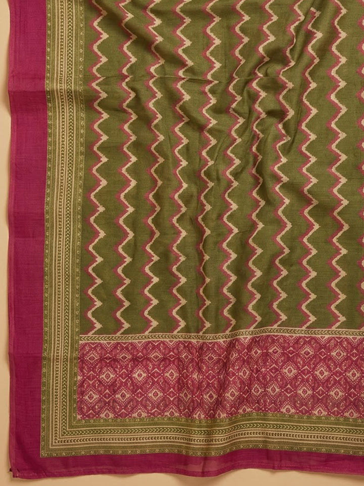 Onion Pink Chanderi Printed Unstitched Dress Material