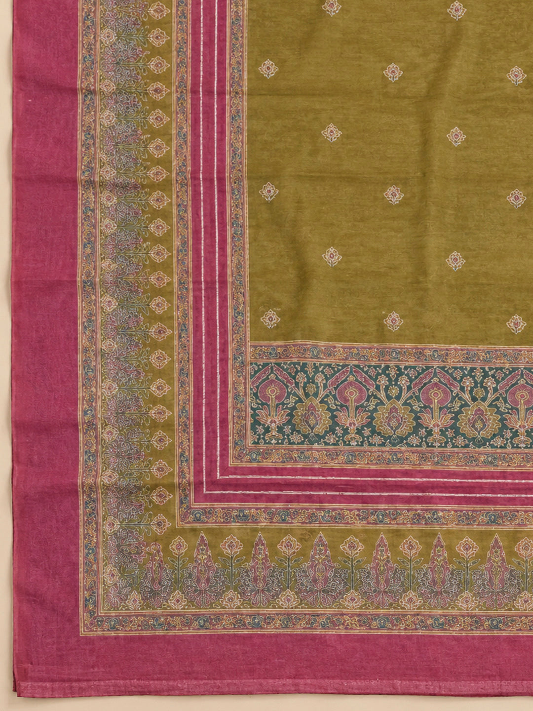 Onion Pink Chanderi Printed Unstitched Dress Material